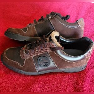 GUCCI Men's Brown Leather Logo Sneakers 10.5